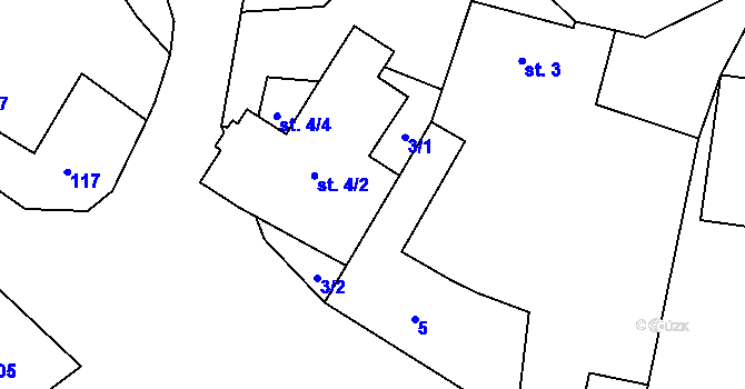 Parcela st. 3 v KÚ Počepice, Katastrální mapa