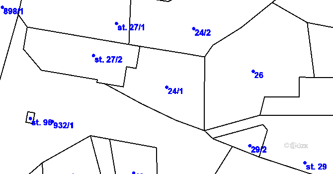 Parcela st. 24/1 v KÚ Počepice, Katastrální mapa