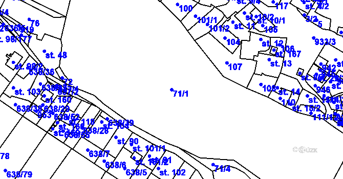 Parcela st. 71/1 v KÚ Počepice, Katastrální mapa