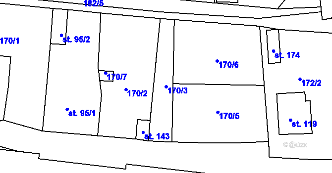 Parcela st. 170/3 v KÚ Počepice, Katastrální mapa