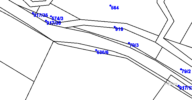 Parcela st. 636/6 v KÚ Počepice, Katastrální mapa