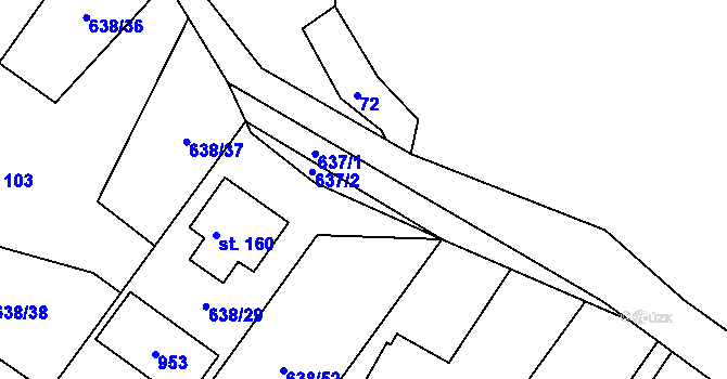 Parcela st. 637 v KÚ Počepice, Katastrální mapa