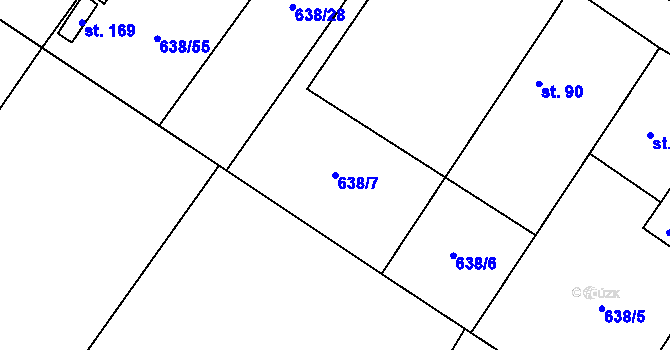 Parcela st. 638/7 v KÚ Počepice, Katastrální mapa