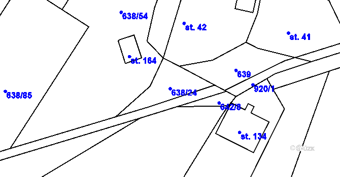 Parcela st. 638/24 v KÚ Počepice, Katastrální mapa