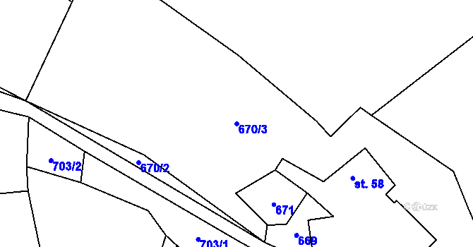 Parcela st. 670/3 v KÚ Počepice, Katastrální mapa