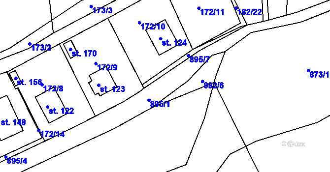 Parcela st. 895 v KÚ Počepice, Katastrální mapa