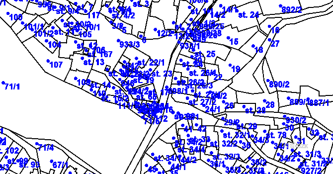 Parcela st. 898/1 v KÚ Počepice, Katastrální mapa