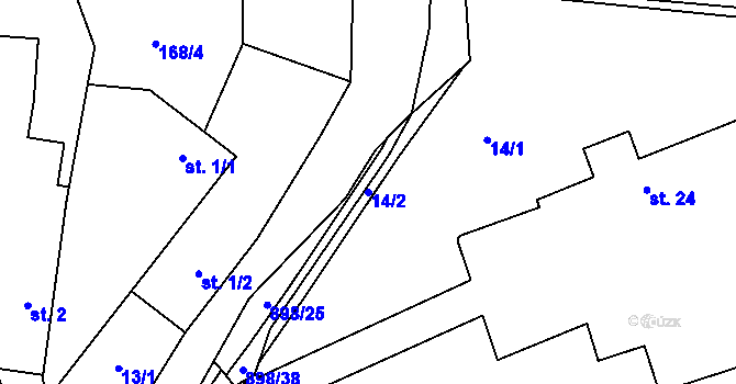 Parcela st. 14/2 v KÚ Počepice, Katastrální mapa