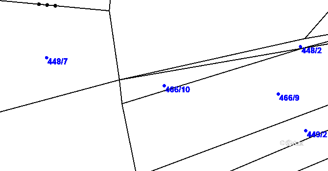 Parcela st. 466/10 v KÚ Počepice, Katastrální mapa