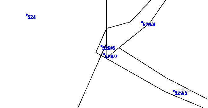 Parcela st. 529/7 v KÚ Počepice, Katastrální mapa
