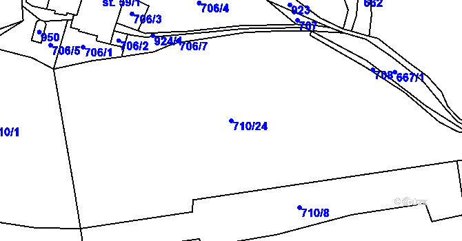 Parcela st. 710/24 v KÚ Počepice, Katastrální mapa