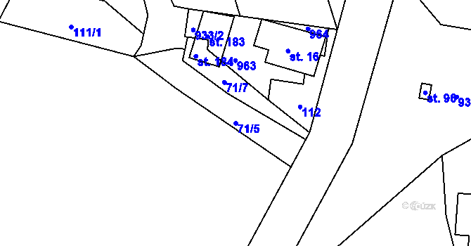 Parcela st. 71/5 v KÚ Počepice, Katastrální mapa