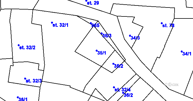 Parcela st. 35/1 v KÚ Počepice, Katastrální mapa