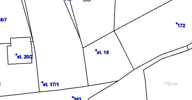 Parcela st. 18 v KÚ Skuhrov u Počepic, Katastrální mapa