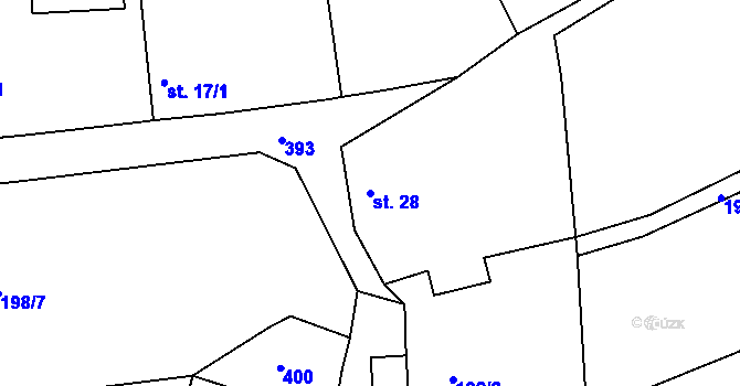 Parcela st. 28 v KÚ Skuhrov u Počepic, Katastrální mapa