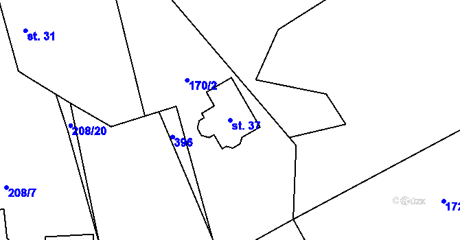 Parcela st. 37 v KÚ Skuhrov u Počepic, Katastrální mapa