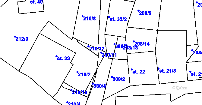 Parcela st. 210/11 v KÚ Skuhrov u Počepic, Katastrální mapa