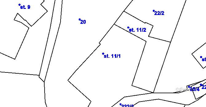 Parcela st. 11/1 v KÚ Vitín u Počepic, Katastrální mapa