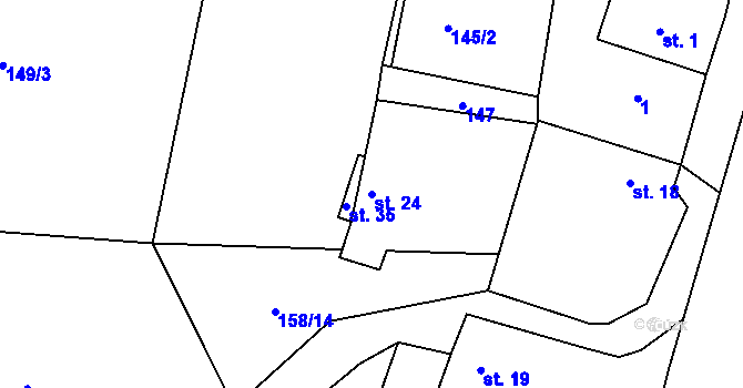 Parcela st. 24 v KÚ Vitín u Počepic, Katastrální mapa