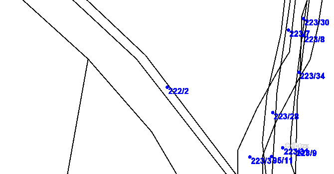 Parcela st. 222/2 v KÚ Vitín u Počepic, Katastrální mapa