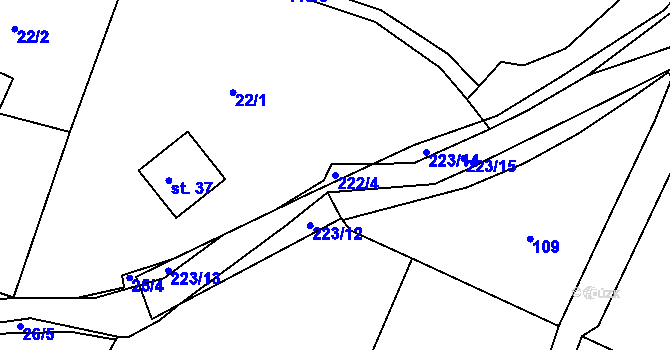 Parcela st. 222/4 v KÚ Vitín u Počepic, Katastrální mapa