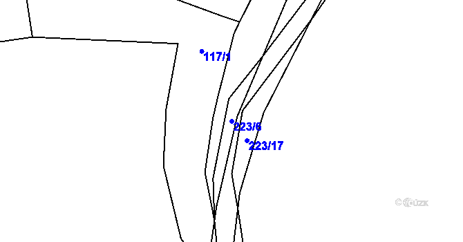 Parcela st. 223/6 v KÚ Vitín u Počepic, Katastrální mapa