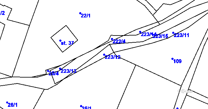 Parcela st. 223/12 v KÚ Vitín u Počepic, Katastrální mapa