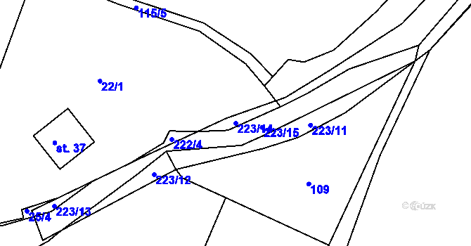 Parcela st. 223/14 v KÚ Vitín u Počepic, Katastrální mapa