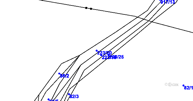 Parcela st. 223/20 v KÚ Vitín u Počepic, Katastrální mapa