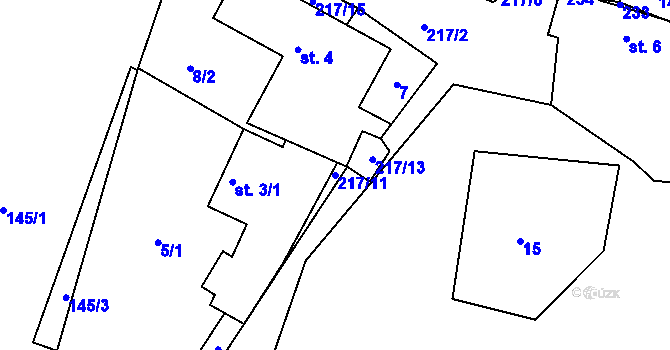 Parcela st. 217/11 v KÚ Vitín u Počepic, Katastrální mapa