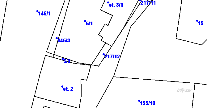 Parcela st. 217/12 v KÚ Vitín u Počepic, Katastrální mapa