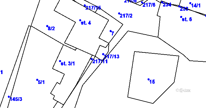 Parcela st. 217/13 v KÚ Vitín u Počepic, Katastrální mapa