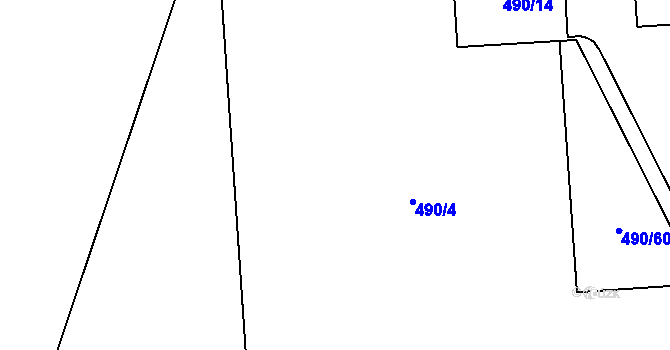 Parcela st. 490/4 v KÚ Počerady, Katastrální mapa