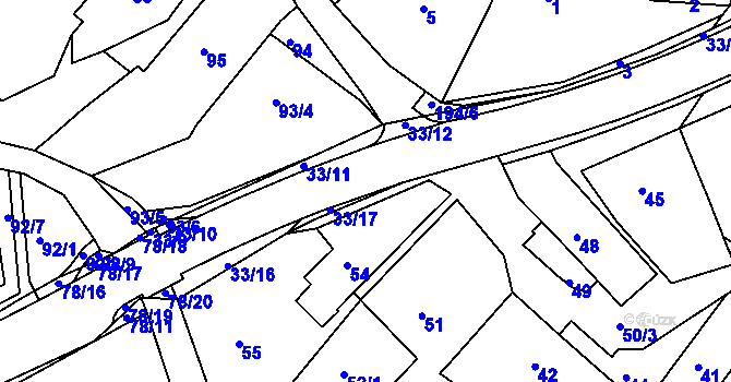 Parcela st. 33/7 v KÚ Počítky, Katastrální mapa