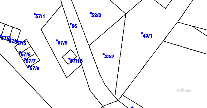 Parcela st. 43/2 v KÚ Počítky, Katastrální mapa