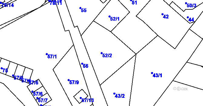 Parcela st. 52/2 v KÚ Počítky, Katastrální mapa