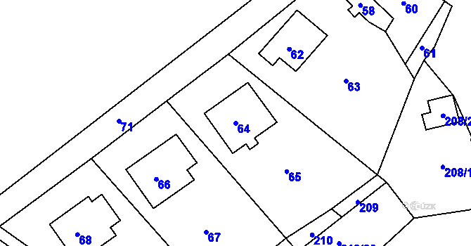 Parcela st. 64 v KÚ Počítky, Katastrální mapa