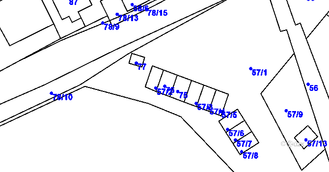 Parcela st. 76 v KÚ Počítky, Katastrální mapa
