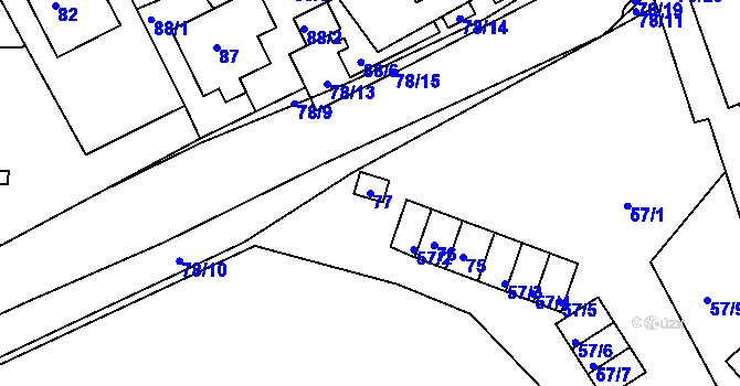 Parcela st. 77 v KÚ Počítky, Katastrální mapa