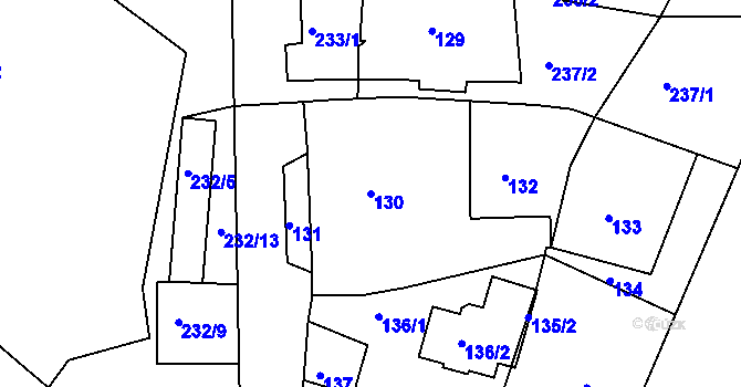 Parcela st. 130 v KÚ Počítky, Katastrální mapa