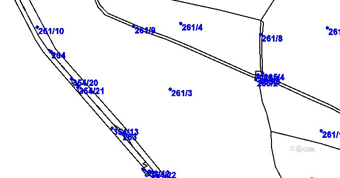 Parcela st. 261/3 v KÚ Počítky, Katastrální mapa