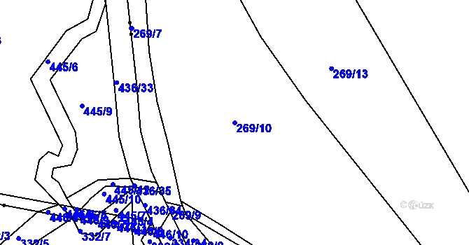 Parcela st. 269/10 v KÚ Počítky, Katastrální mapa