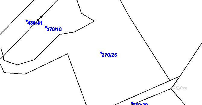 Parcela st. 270/25 v KÚ Počítky, Katastrální mapa