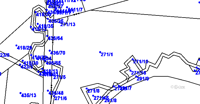 Parcela st. 271/1 v KÚ Počítky, Katastrální mapa