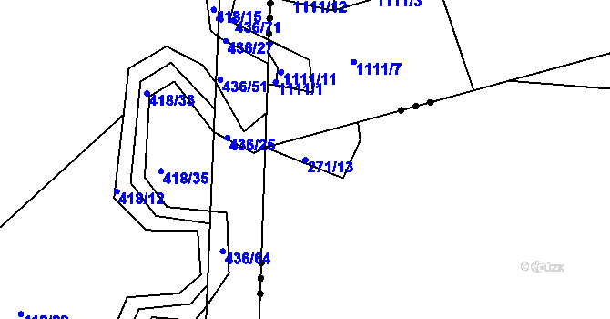 Parcela st. 271/13 v KÚ Počítky, Katastrální mapa