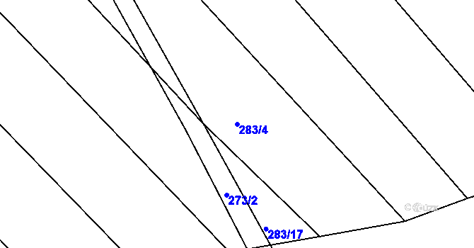 Parcela st. 283/4 v KÚ Počítky, Katastrální mapa