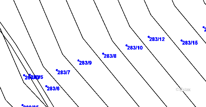 Parcela st. 283/8 v KÚ Počítky, Katastrální mapa