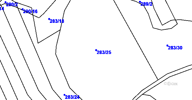 Parcela st. 283/25 v KÚ Počítky, Katastrální mapa