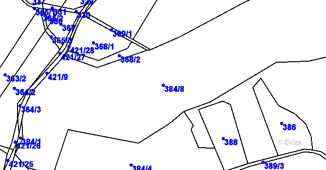 Parcela st. 384/8 v KÚ Počítky, Katastrální mapa