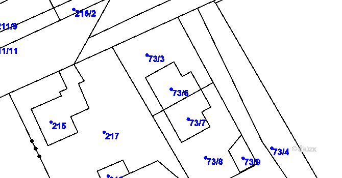 Parcela st. 73/6 v KÚ Počítky, Katastrální mapa